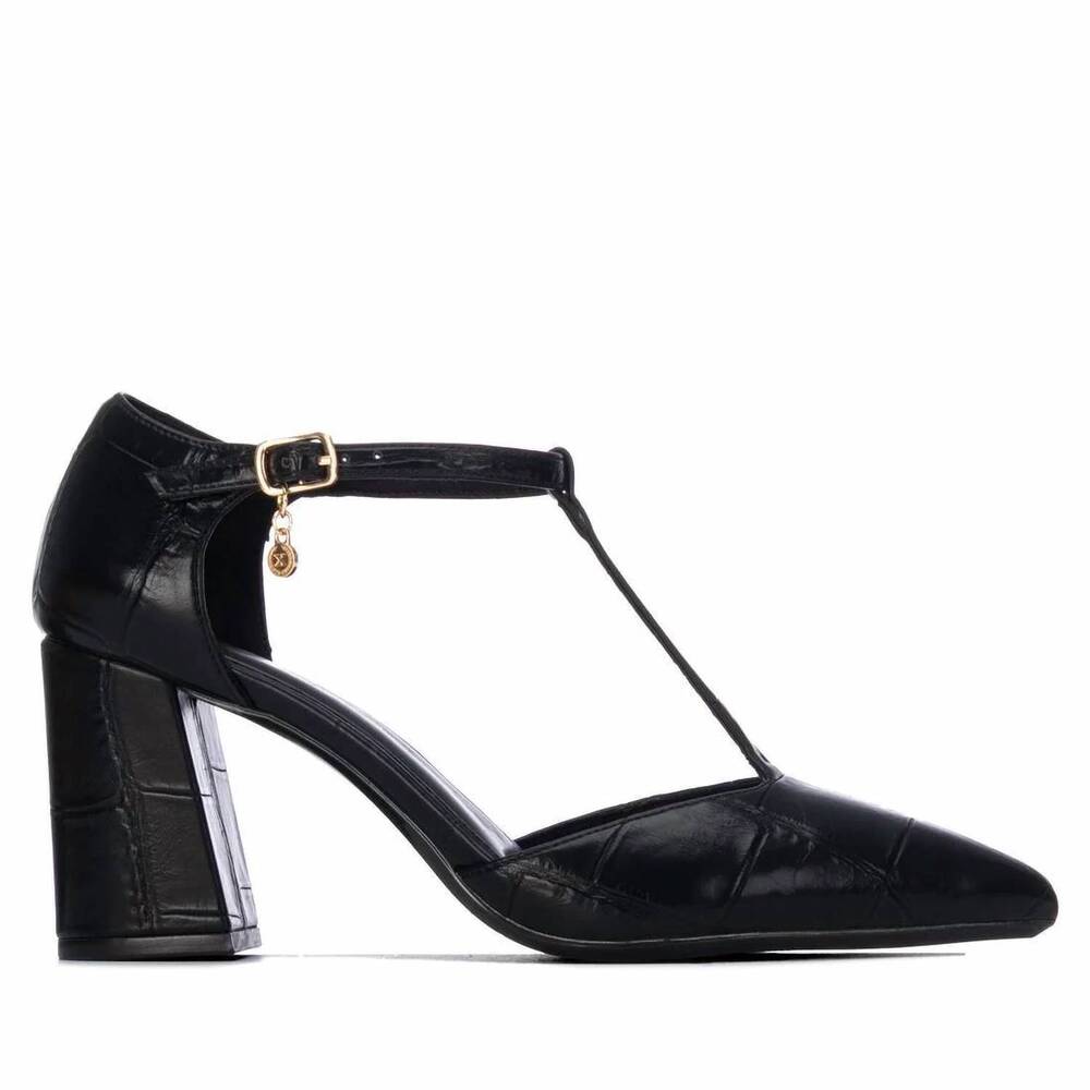 NEW XTI women's casual pointed toe strap heels pumps in black